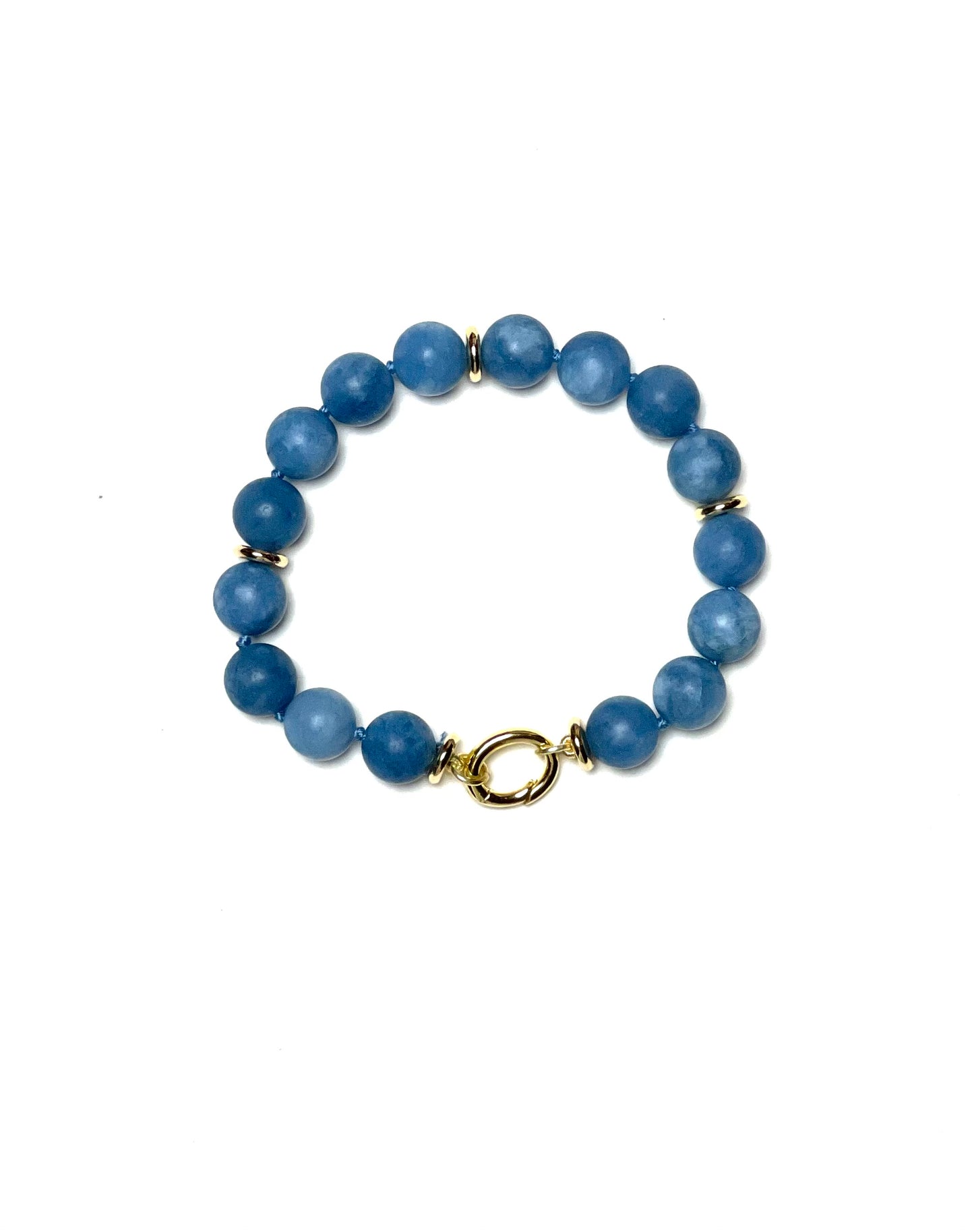 10mm Matte Round Blue Jean Jade Bracelet