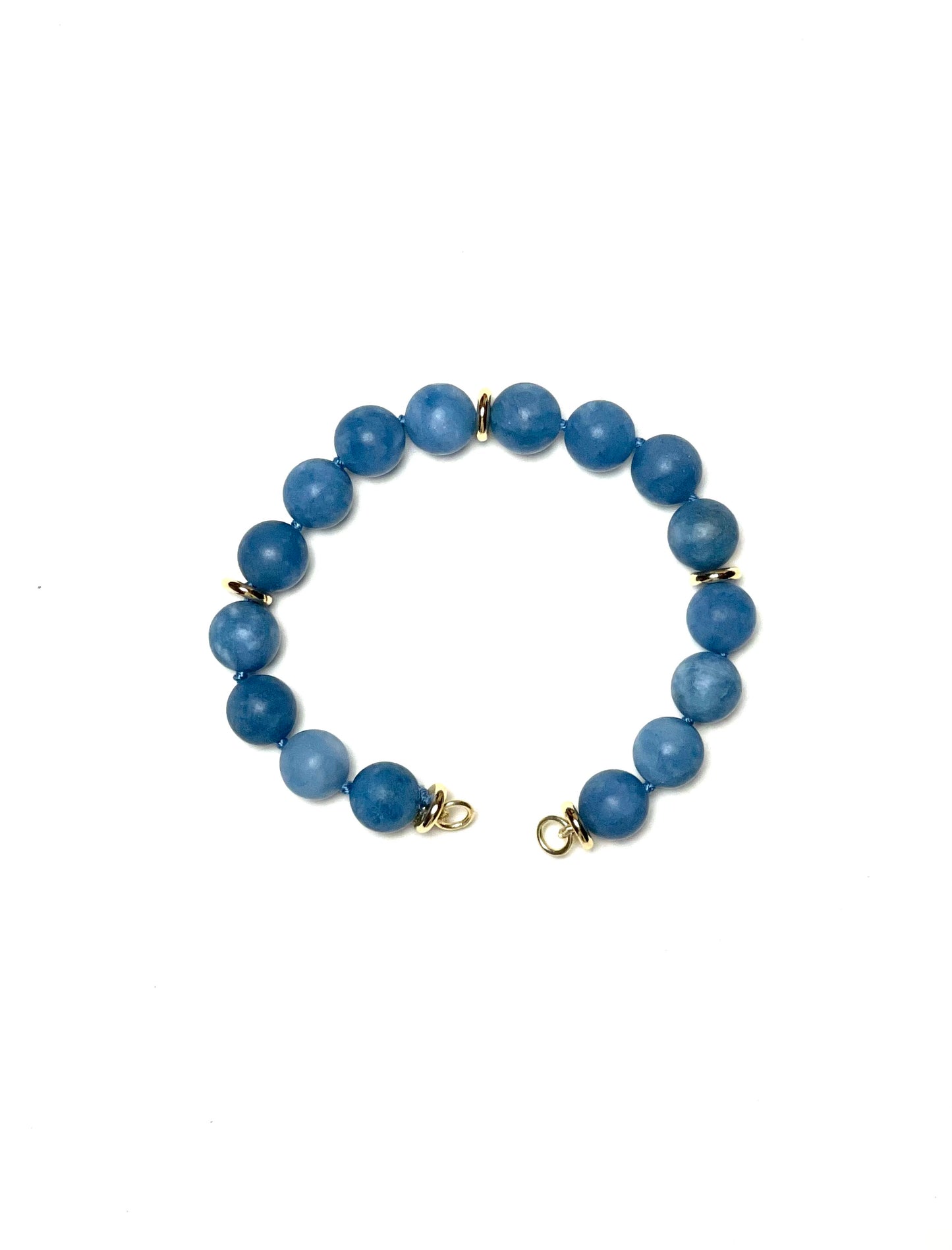 10mm Matte Round Blue Jean Jade Bracelet