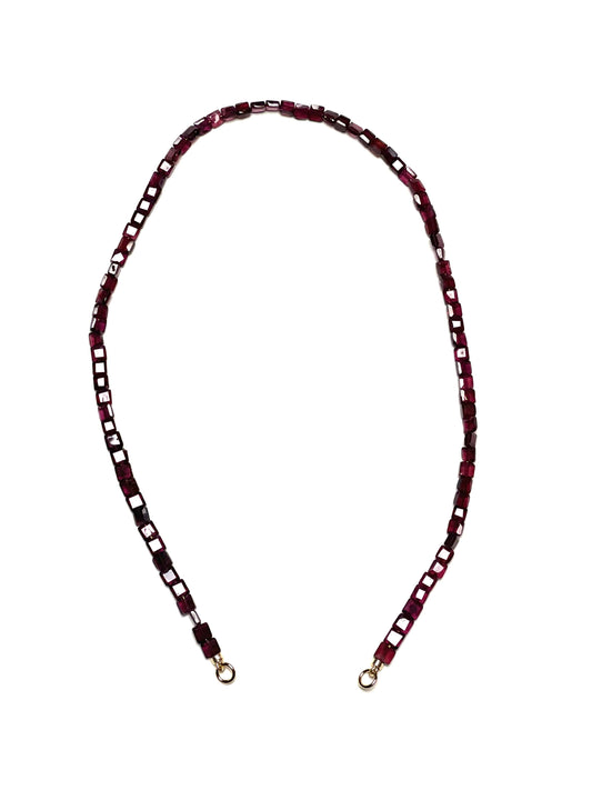 4mm Faceted Red Garnet Square Faceted Necklace