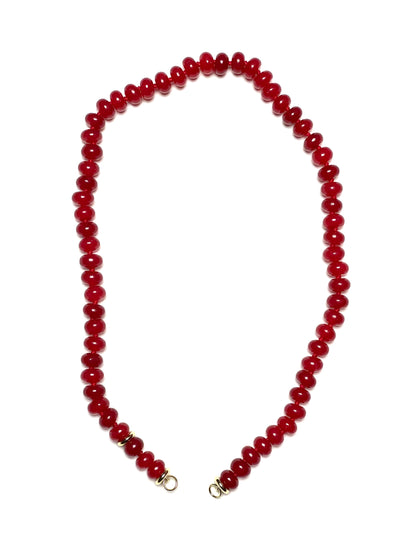 8x5mm Red Jade Rondelle Necklace