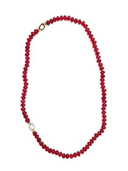 8x5mm Red Jade Rondelle Necklace