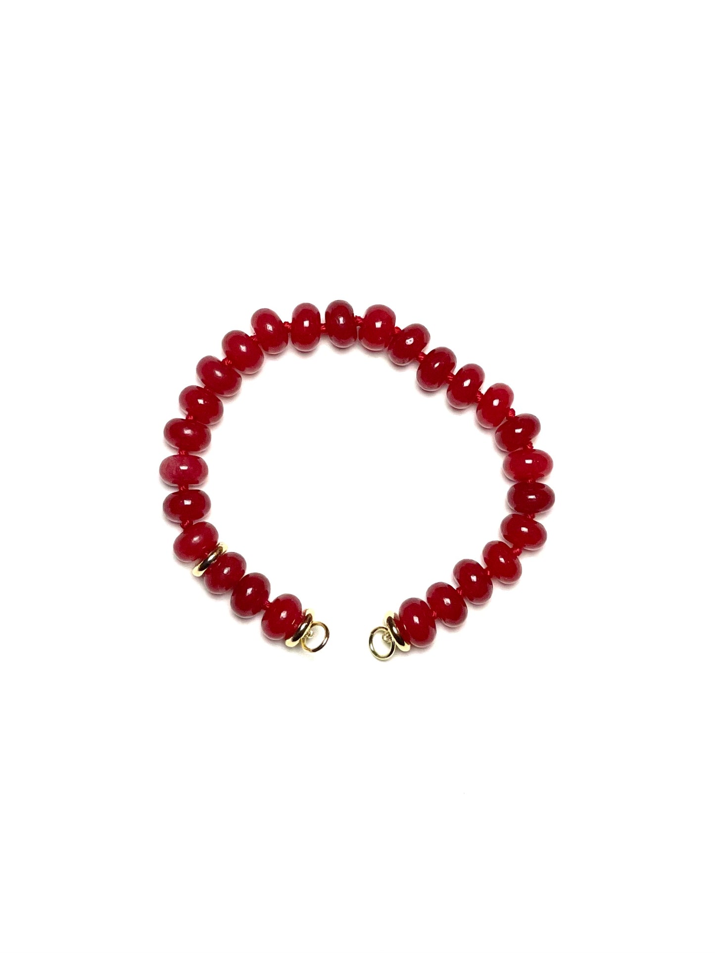 8x5mm Red Jade Rondelle Bracelet