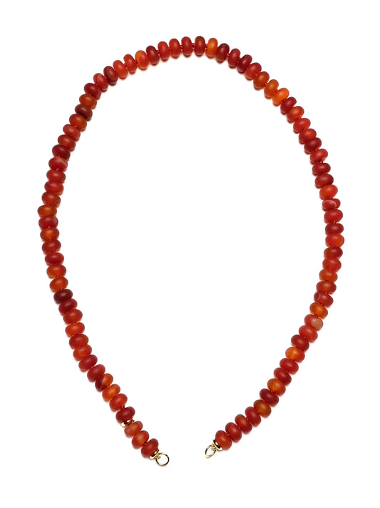 8x4 Matte Orange Red Striped Agate Rondelle Necklace