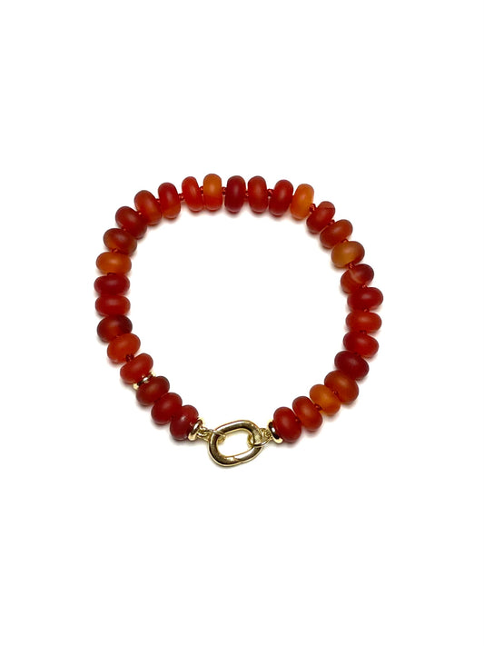 8x4 Matte Orange Red Striped Agate Rondelle Bracelet/Connector