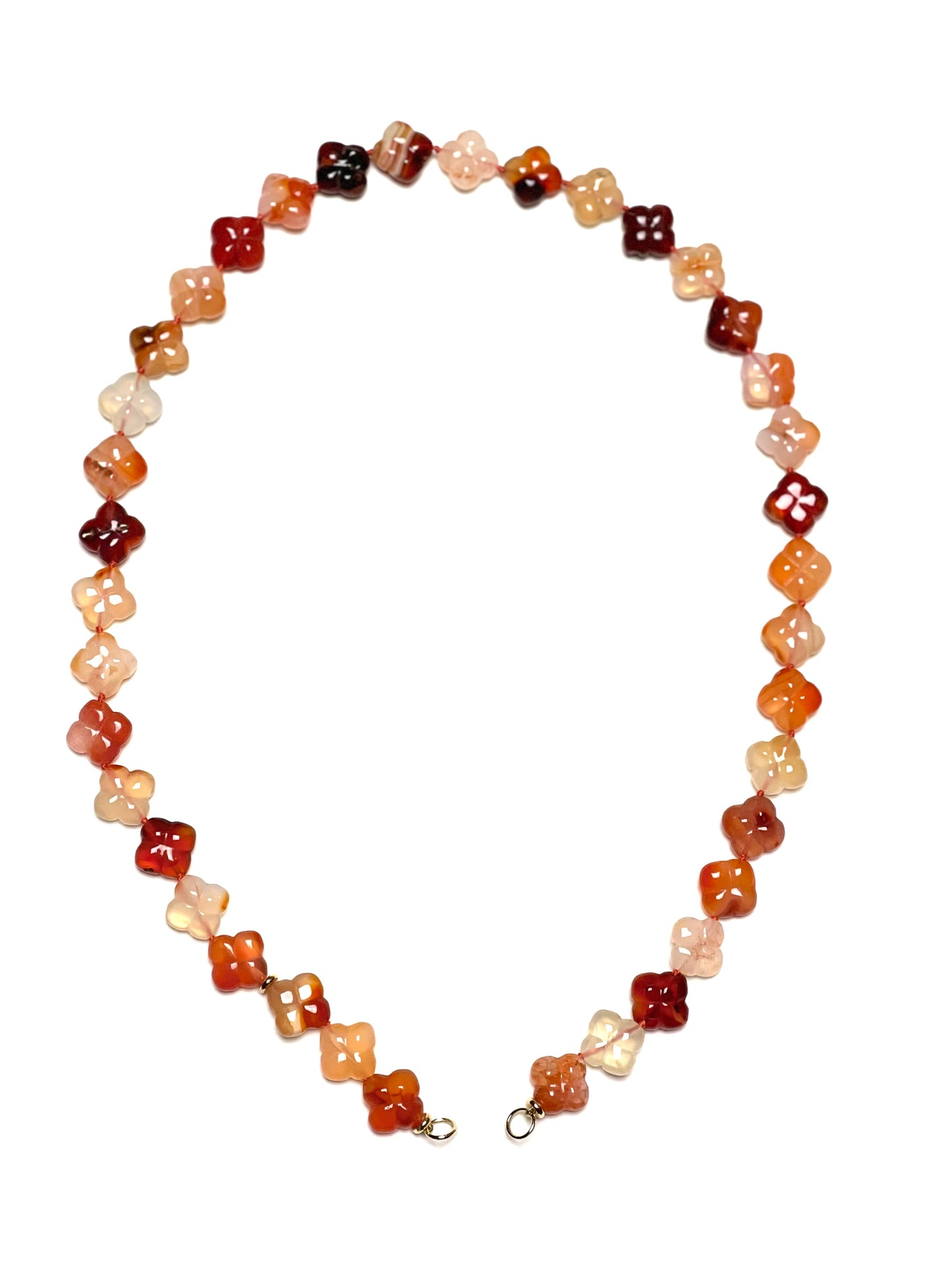 16mm Carnelian Four Leaf Clover Necklace