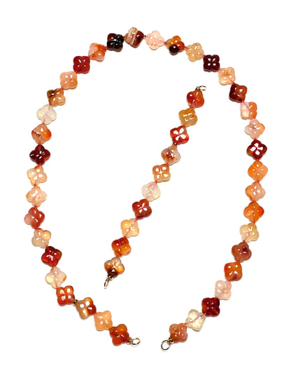 16mm Carnelian Four Leaf Clover Necklace