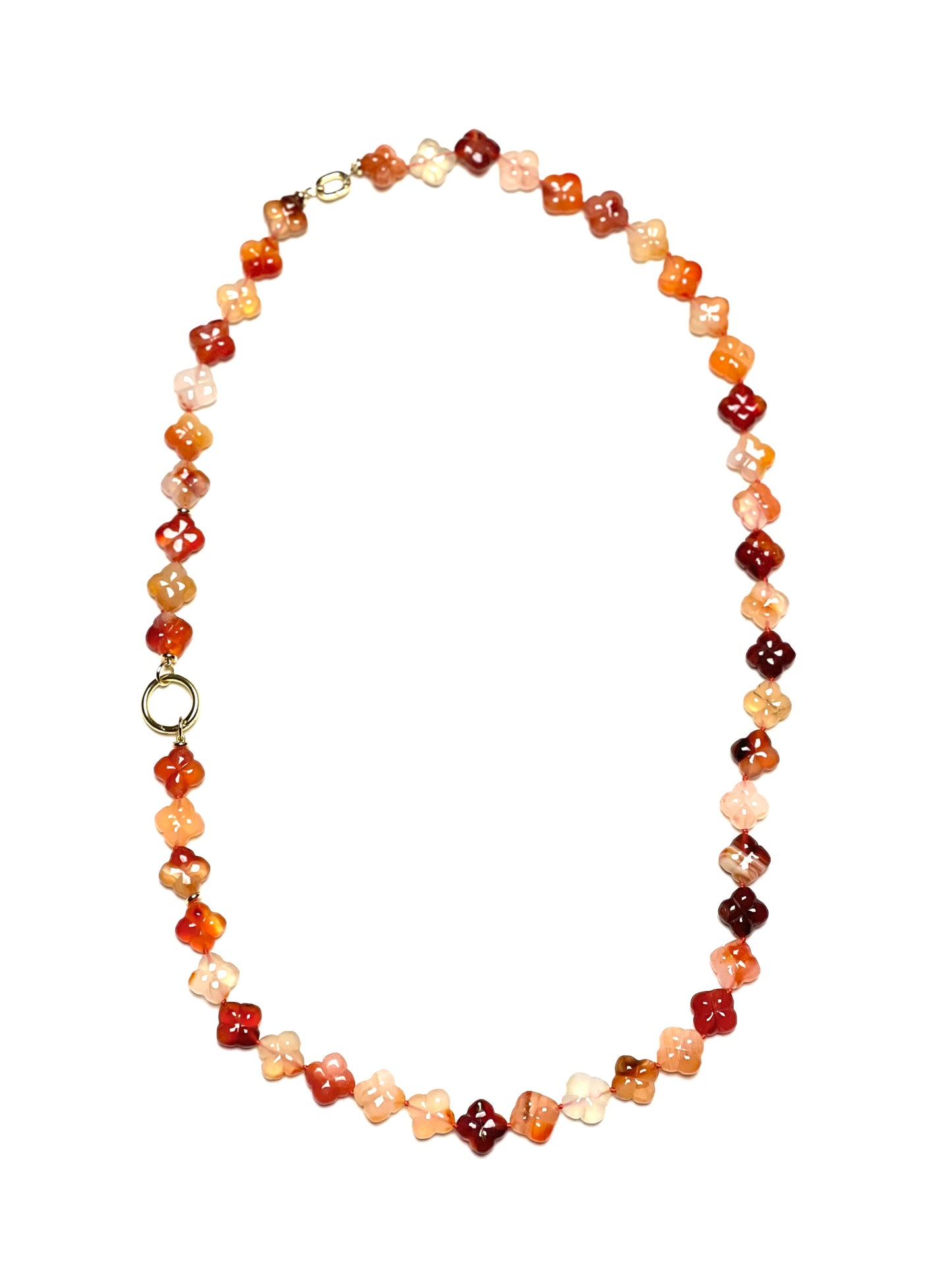 16mm Carnelian Four Leaf Clover Necklace