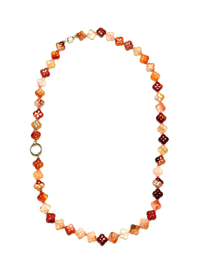 16mm Carnelian Four Leaf Clover Necklace