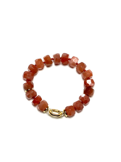 10mm Sunstone Faceted Rondelle Bracelet/Extender