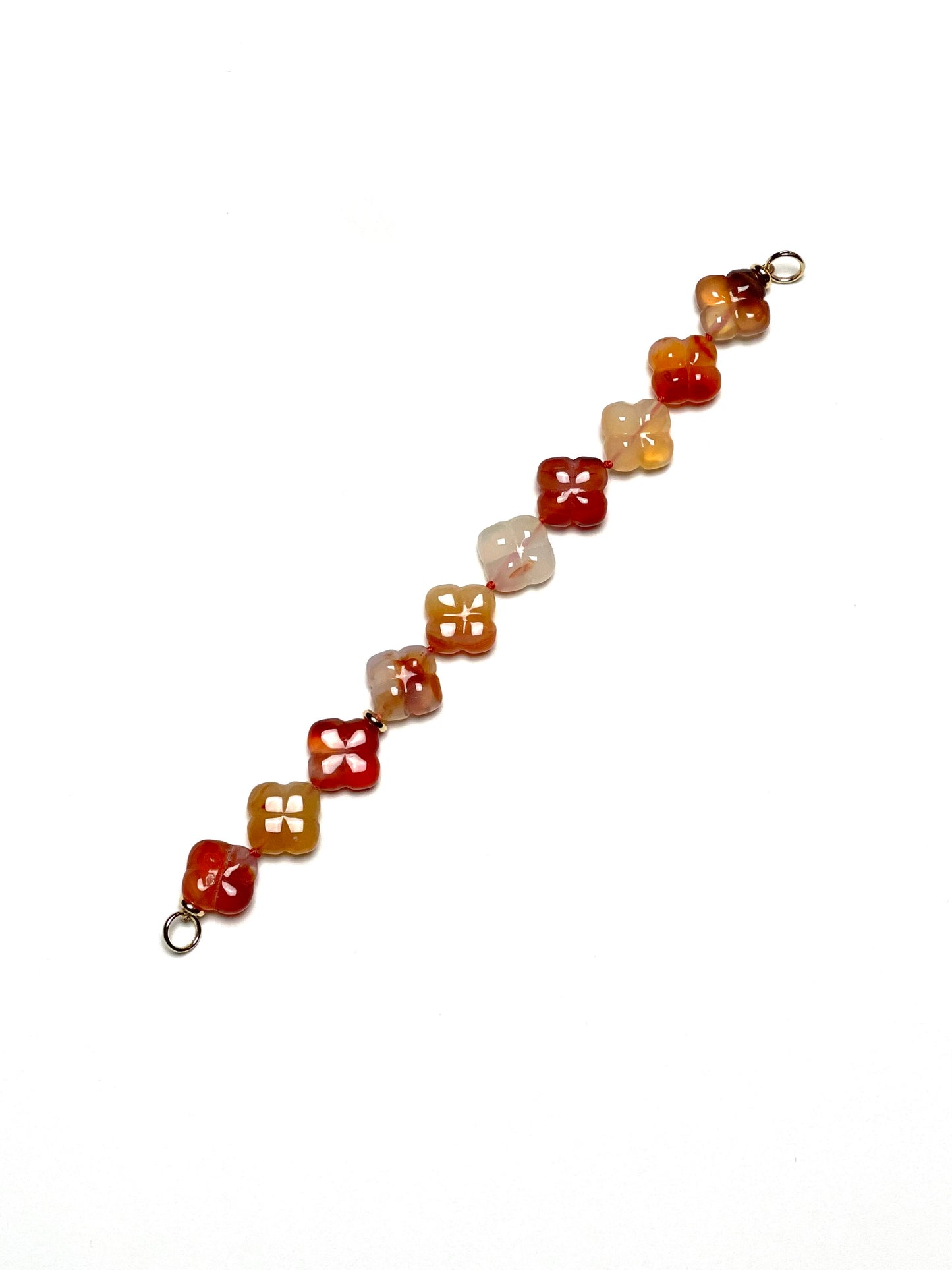 16mm Carnelian Four Leaf Clover Bracelet