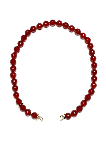 10mm Square Cut Micro-faceted Round Carnelian Necklace