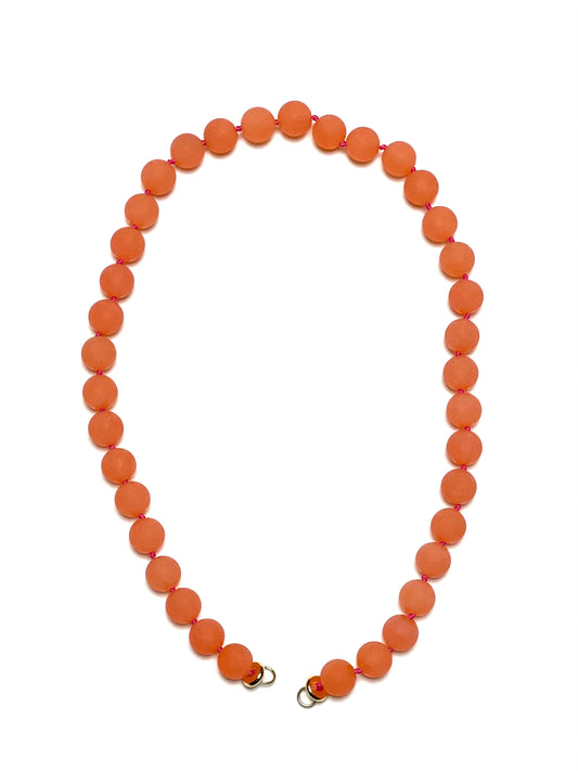 10mm Matte Orange Shadow Chalcedony Necklace