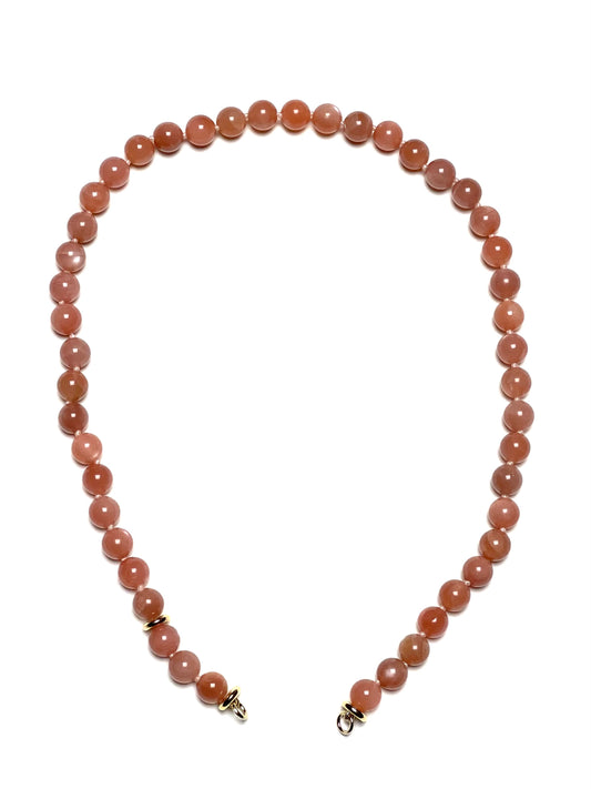 8mm Round Peach Moonstone Necklace