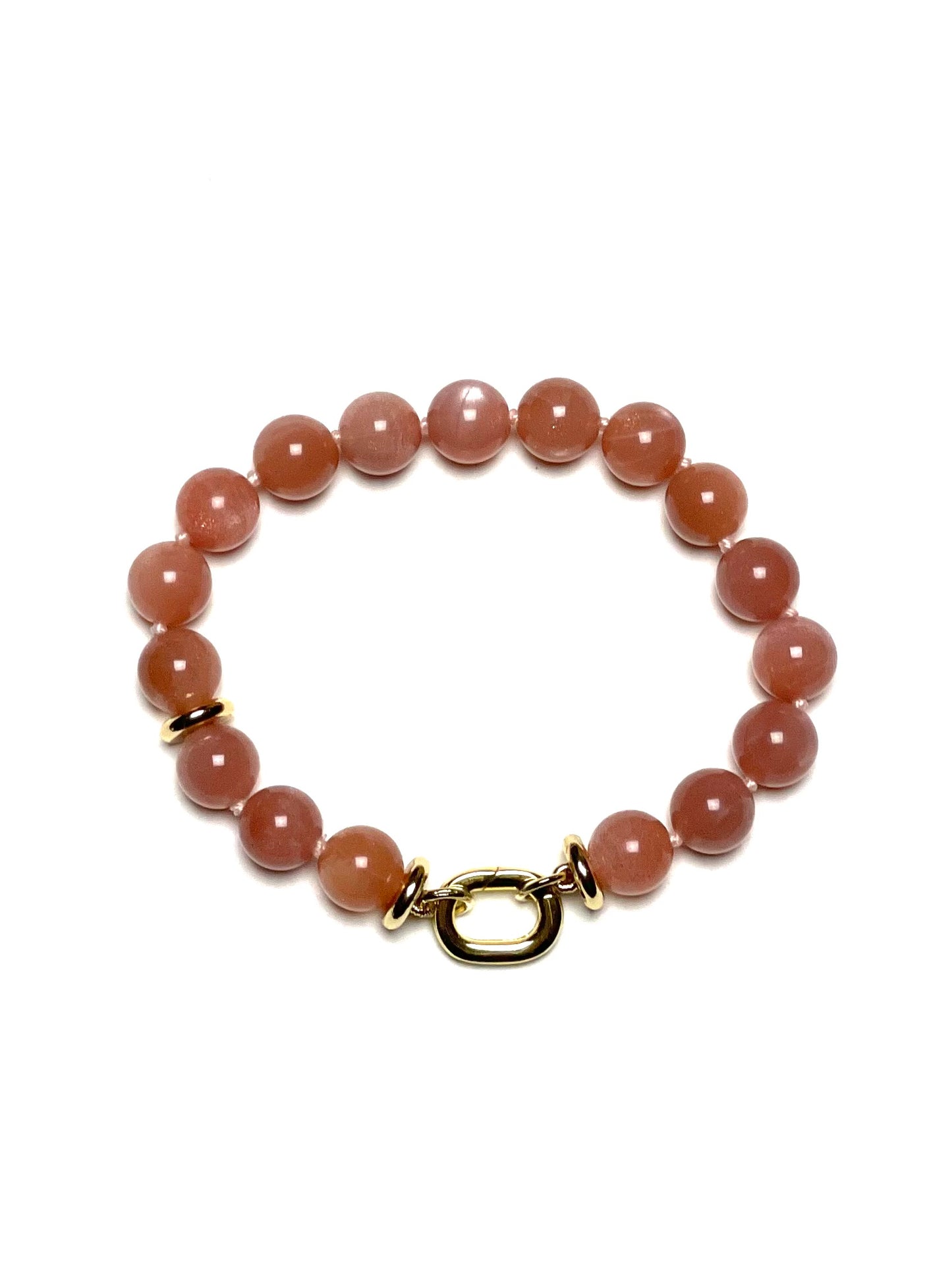 8mm Round Peach Moonstone Bracelet