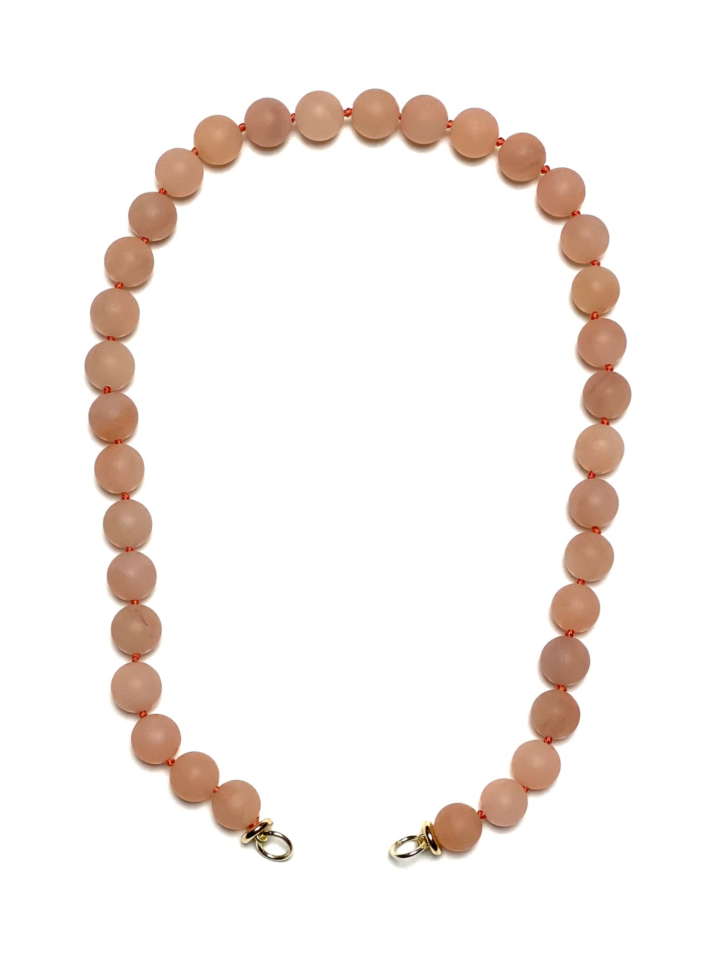 10mm Round Light Matte Peachy Orange Jade Necklace