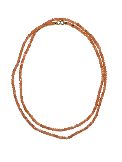 3.5mm Peach Moonstone faceted Rondelle Necklace