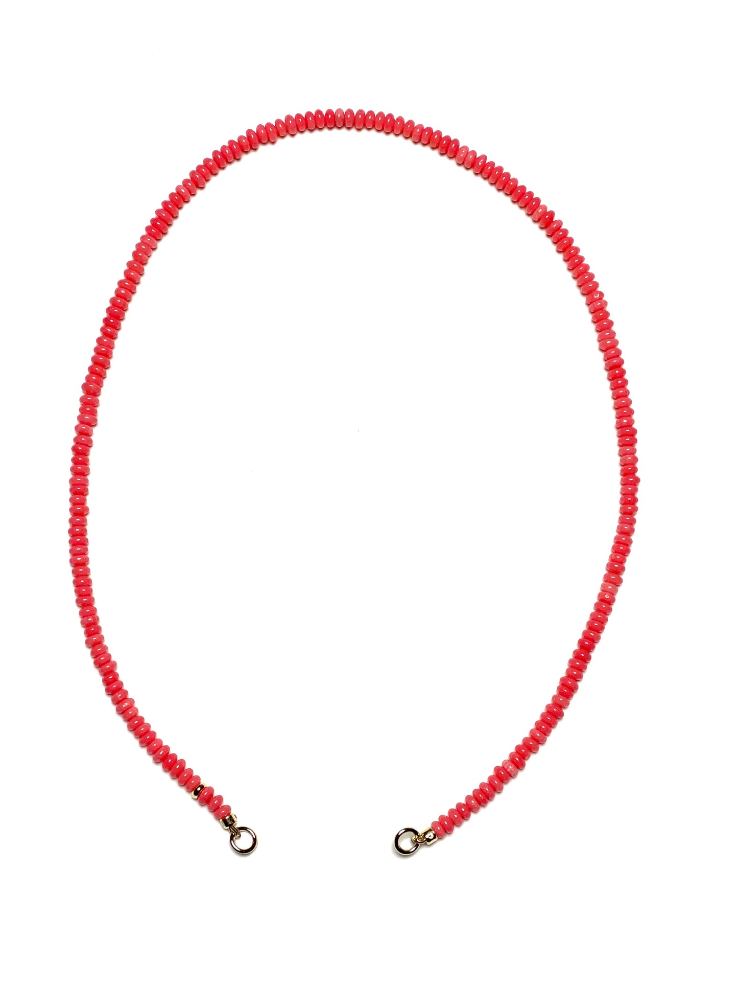 4x2mm Pink Bamboo Coral Rondelle Necklace