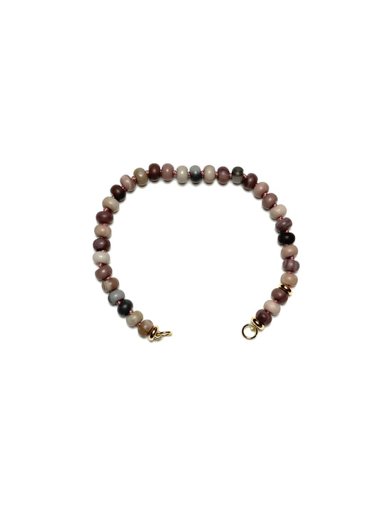 6x4mm Matte Purple Beige Gemstone Bracelet/Extender