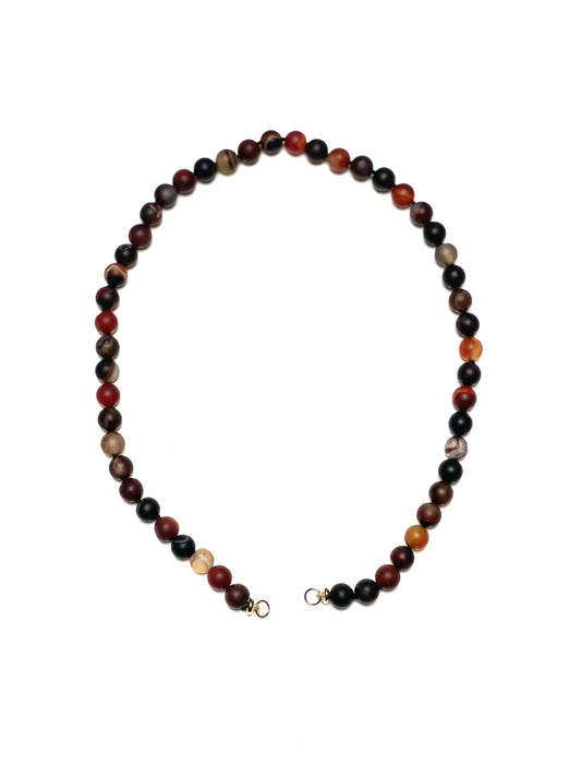 8x4mm Matte Black Red Jasper Necklace