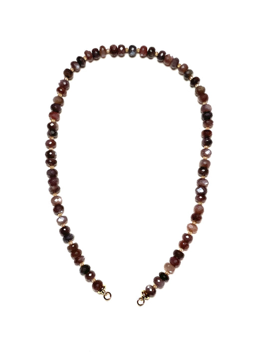 8-9mm Faceted Chocolate Moonstone Necklace