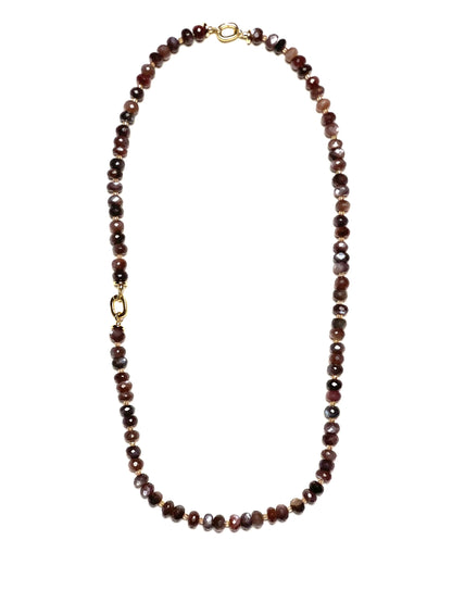 8-9mm Faceted Chocolate Moonstone Necklace