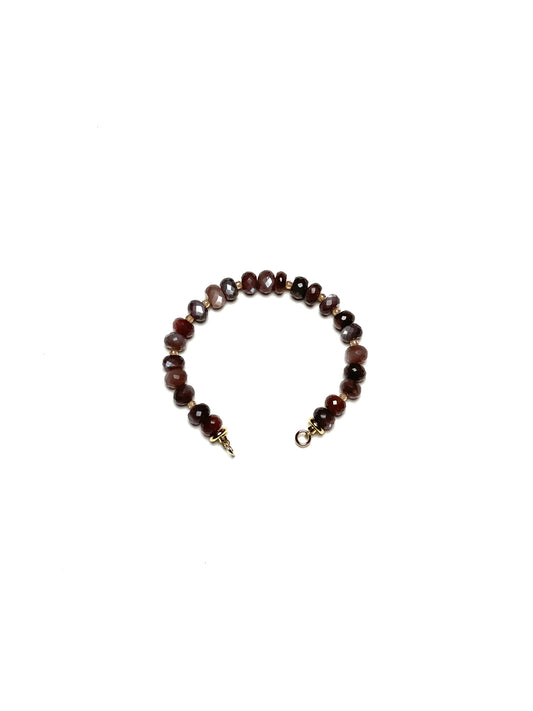 8-9mm Faceted Chocolate Moonstone Bracelet/Extender