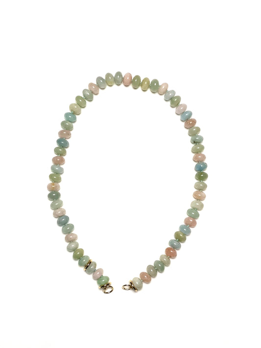 10x6mm Rondelle Rainbow Morganite Necklace