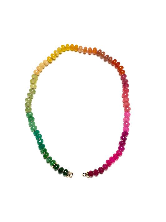 8x5mm Graduated Soft Toned Rainbow Jade Necklace - 17"