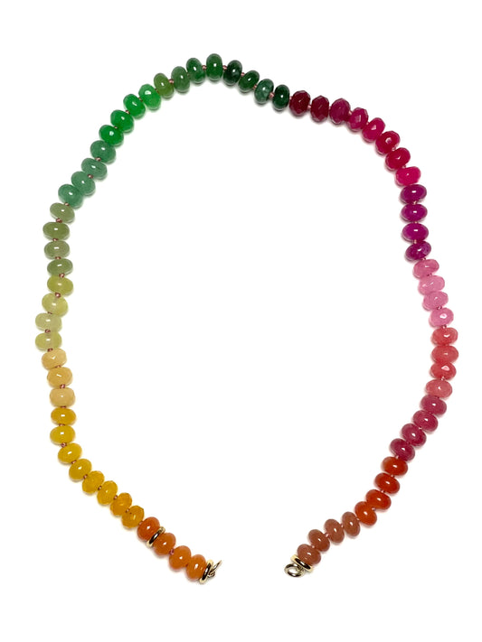 8x5mm Graduated Soft Tones Rainbow Jade Necklace - 17"