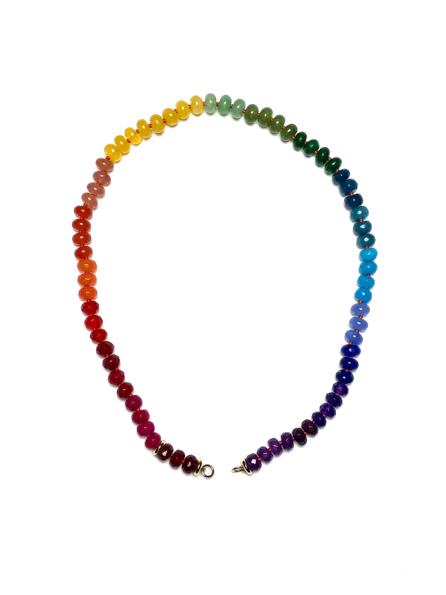 8x5mm Perfectly Graduated Shade Rainbow Jade Necklace - 17"