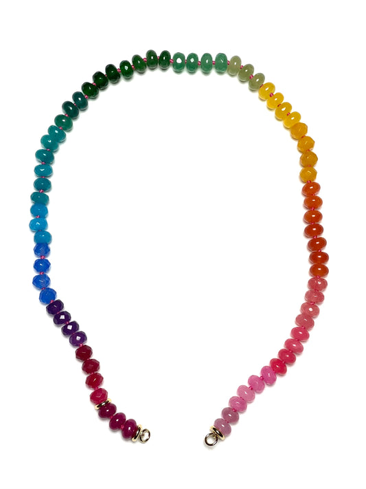 8x5mm Perfectly Bright and Cheery Graduated Rainbow Jade Necklace