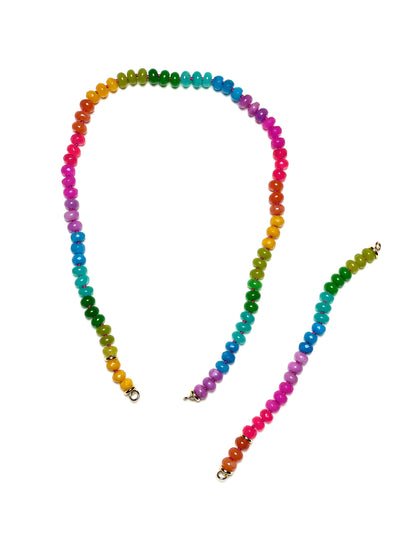 8x5mm Bright Rainbow Jade Necklace