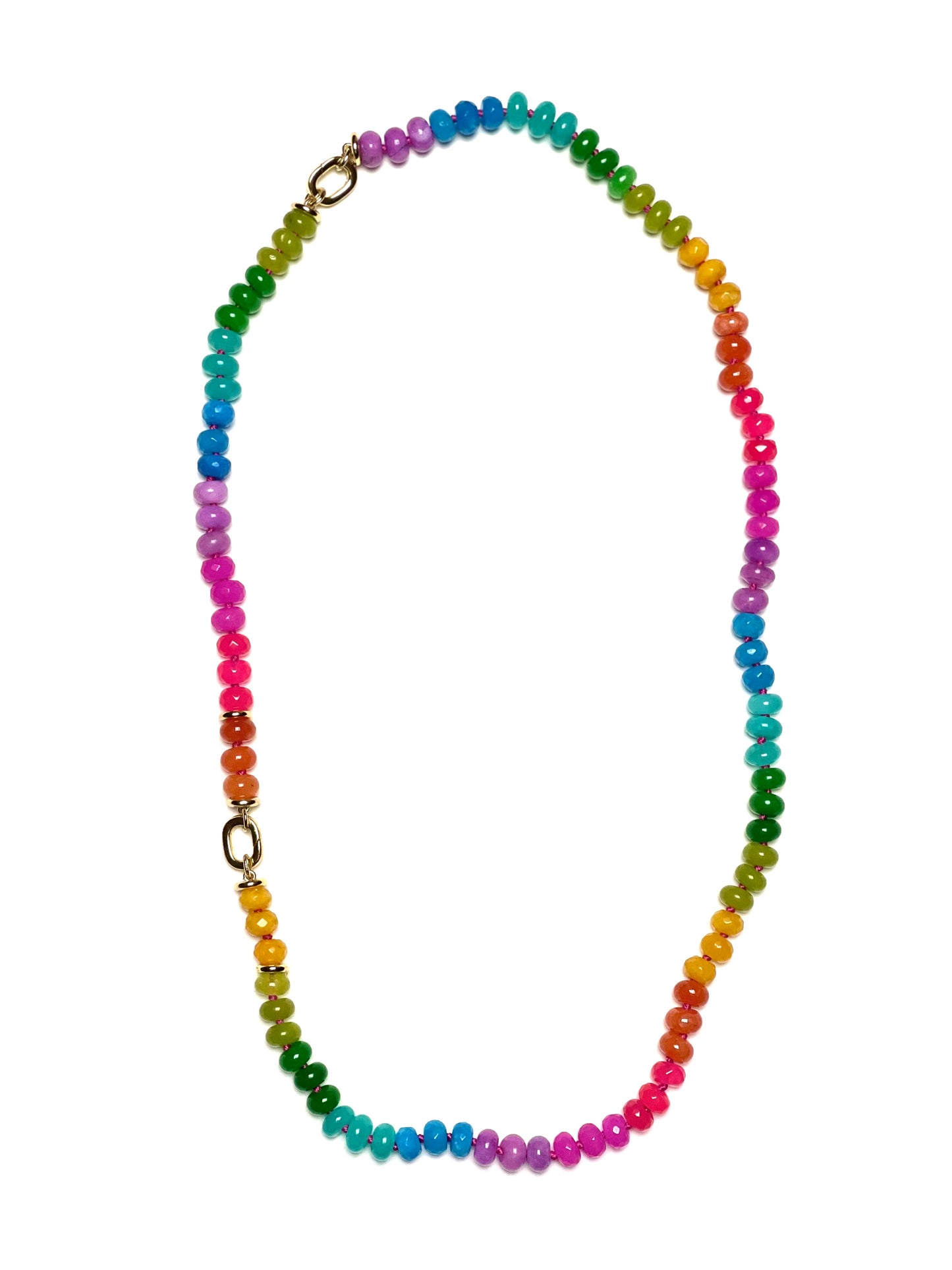 8x5mm Bright Rainbow Jade Necklace