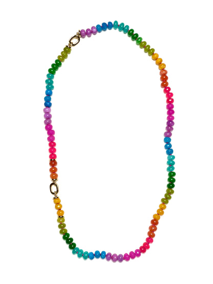 8x5mm Bright Rainbow Jade Necklace