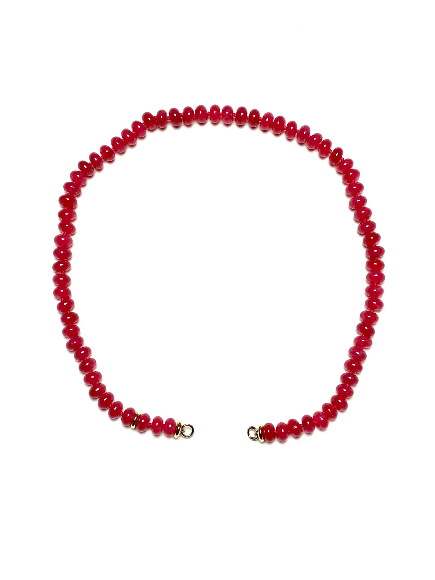 8x5mm Watermelon Pink Jade Rondelle Necklace