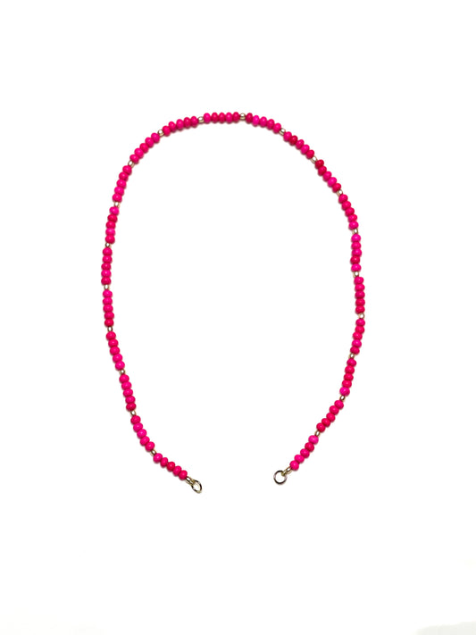 3mm Pink Turquoise With Alternating Gold Filled Spacers Necklace