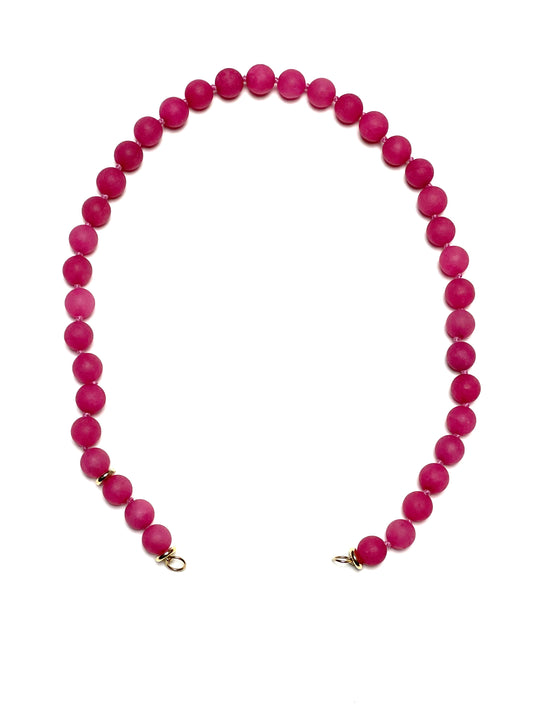 10mm Violet Raspberry Matte Round Jade Necklace