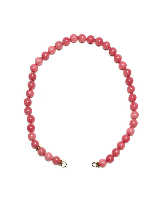 10mm Round Coral Pink Quartz Necklace