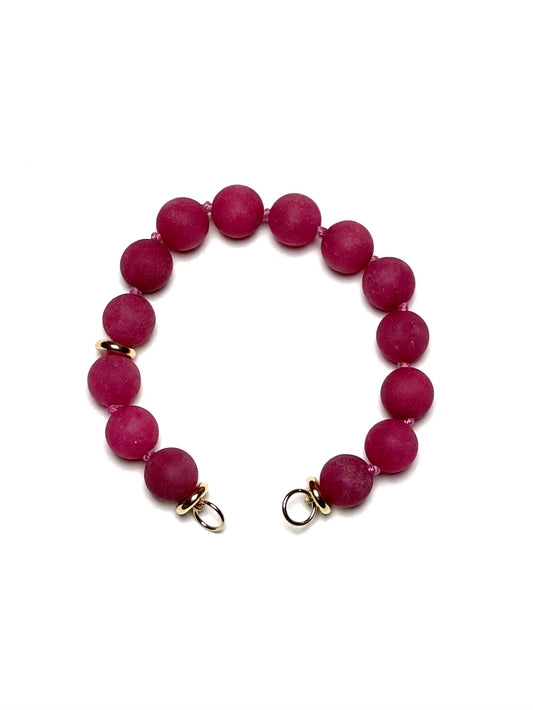 10mm Violet Raspberry Matte Round Jade Bracelet