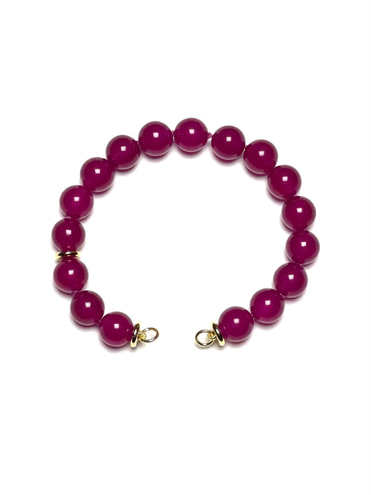 10mm Round Transparent Raspberry Jade Bracelet/Extender