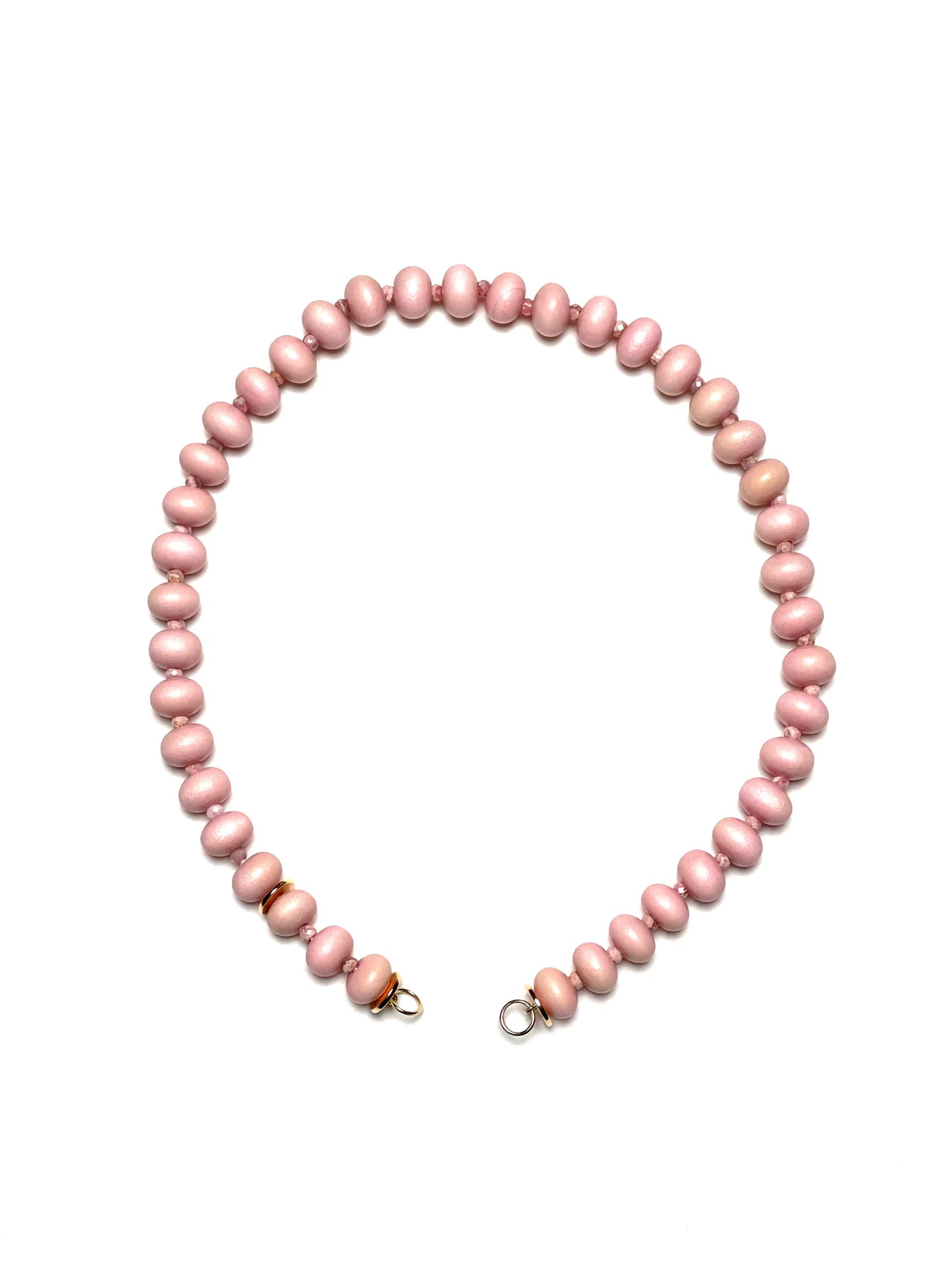 12mm Pink Abacus Rondelle With Pink Rhodochrosite Spacers Necklace