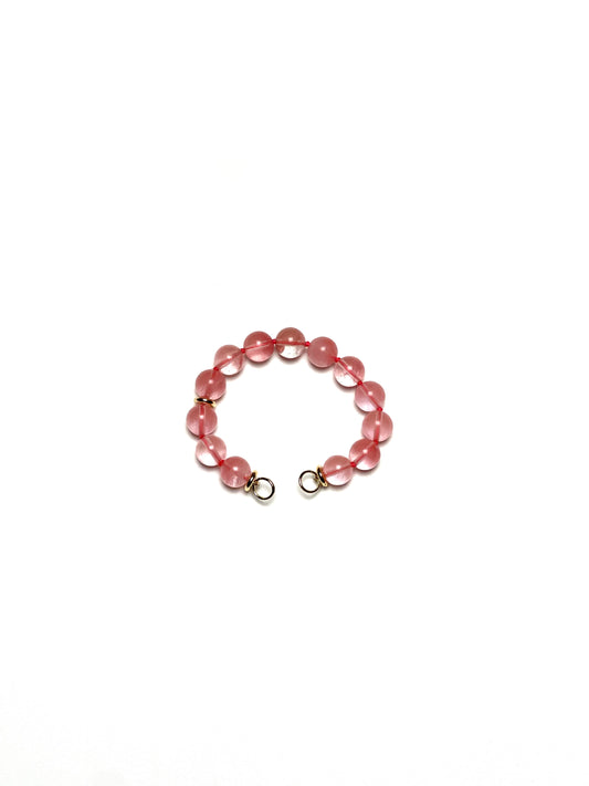 10mm Transparent Round Cherry Quartz on Light Pink Thread Bracelet (Copy)