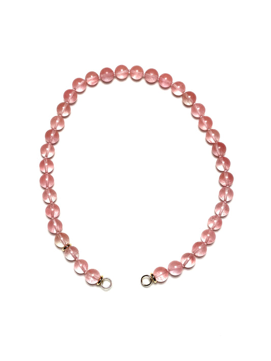 10mm Transparent Round Cherry Quartz on Light Pink Thread Necklace