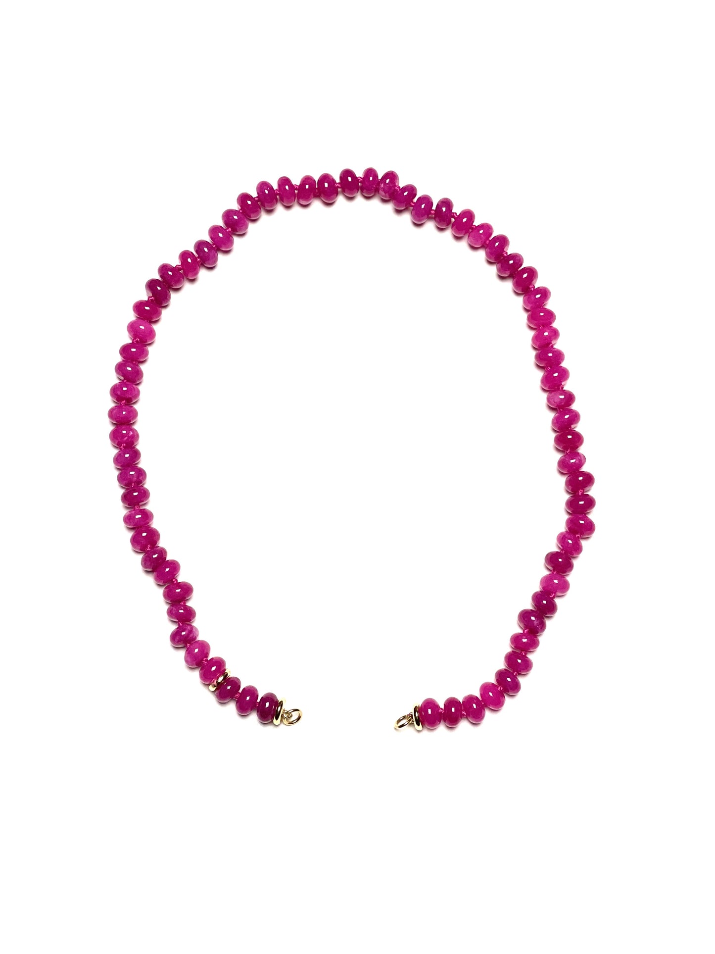 8x5mm Light Fuchsia Pink Jade Rondelle Necklace