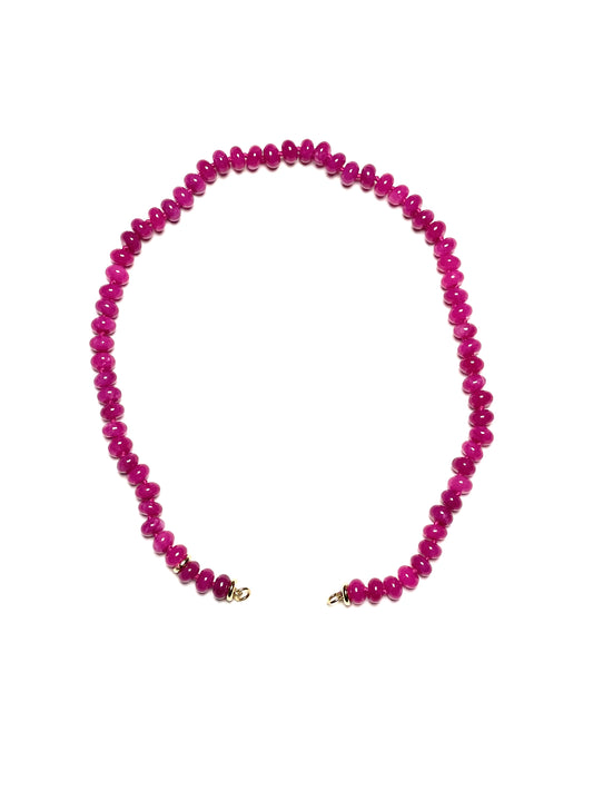 8x5mm Light Fuchsia Pink Jade Rondelle Necklace