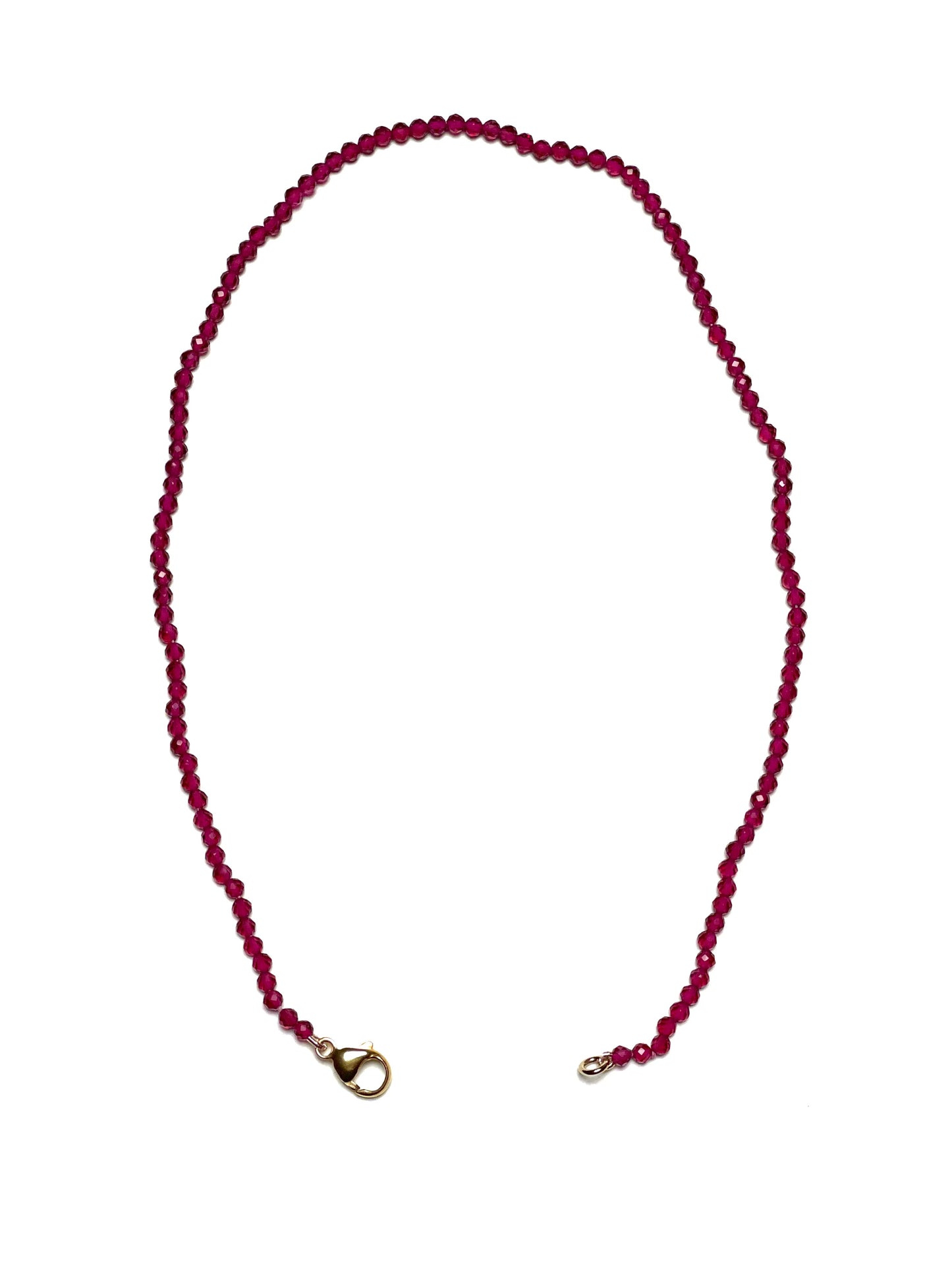 3mm Faceted Red Pink Jade Necklace