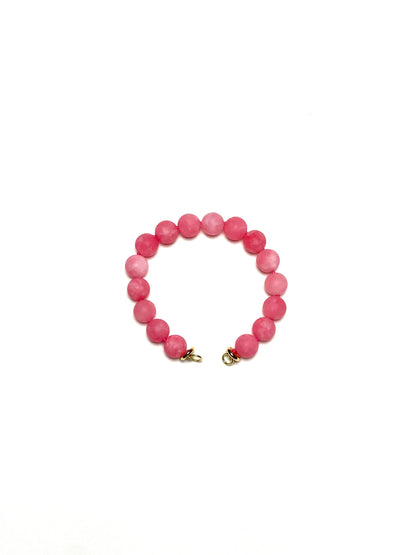 10mm Flamingo Pink Matte Round Jade Bracelet/Extender