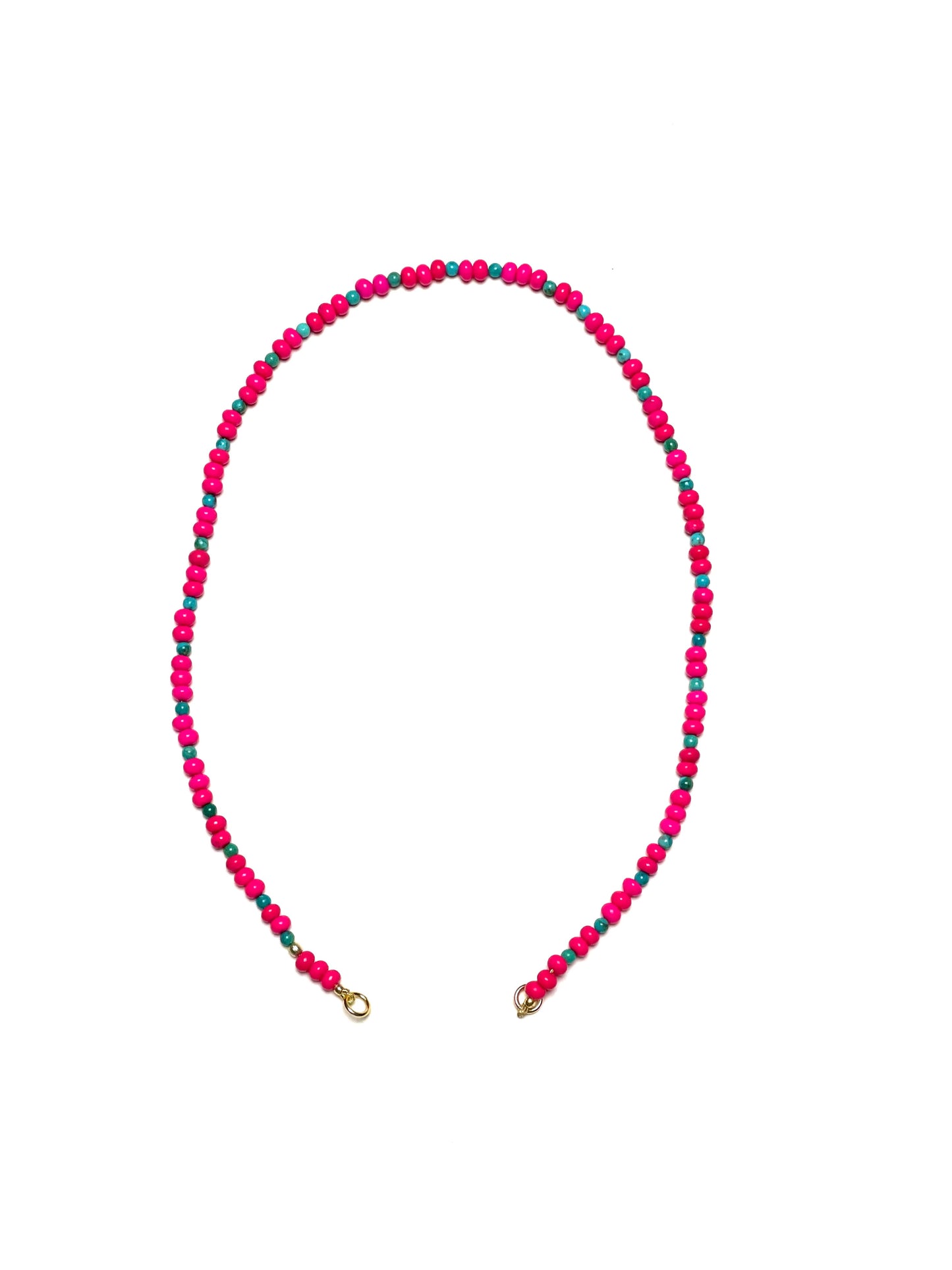 3mm Pink Turquoise With Alternating Turquoise Spacers Necklace