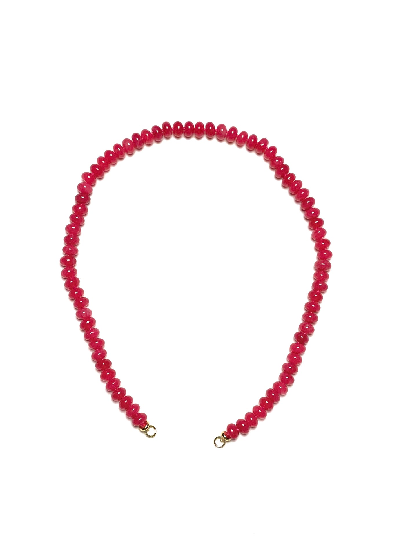 8x5mm Hot Pink Jade Rondelle Necklace