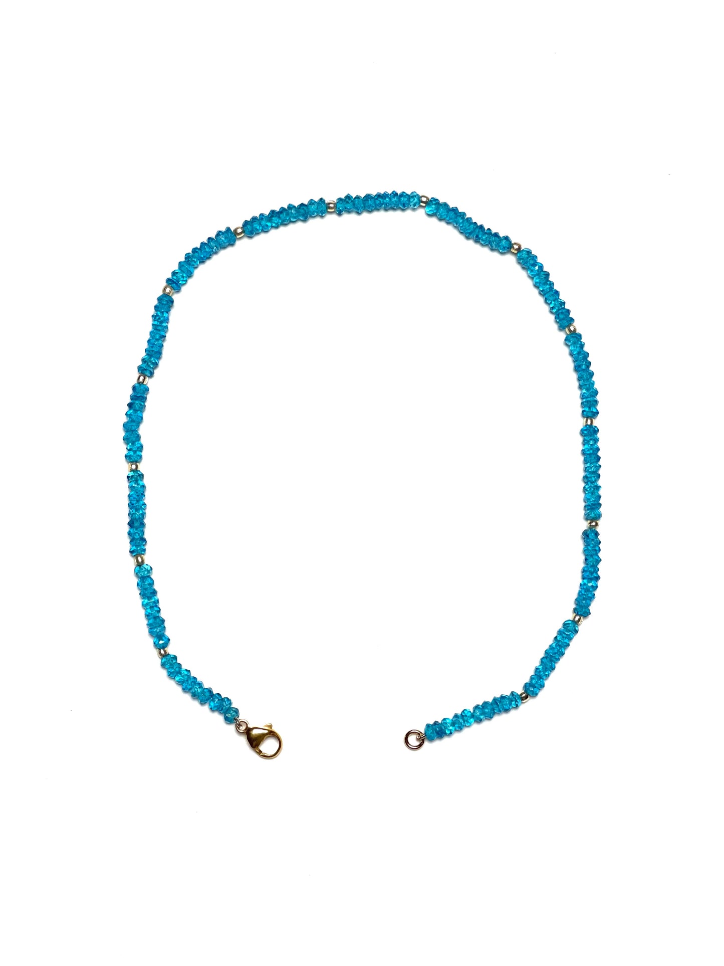 4.5mm Swiss Blue Faceted Topaz Necklace With Gold Spacers